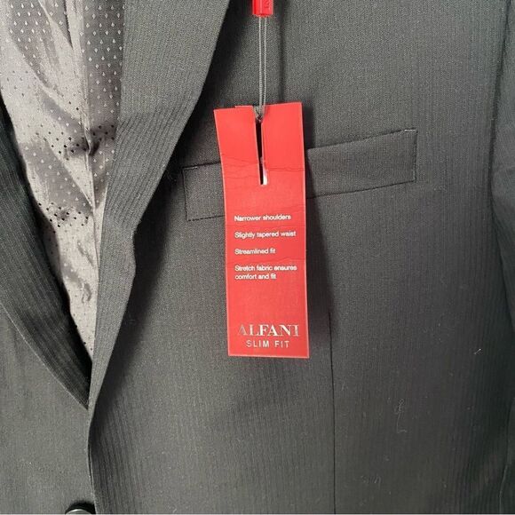 Alfani Men’s Slim Fit 2 button Front Black Suit Jacket Only size 40L - Picture 2 of 4